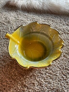 Vintage California Pottery Yellow Leaf Bowl